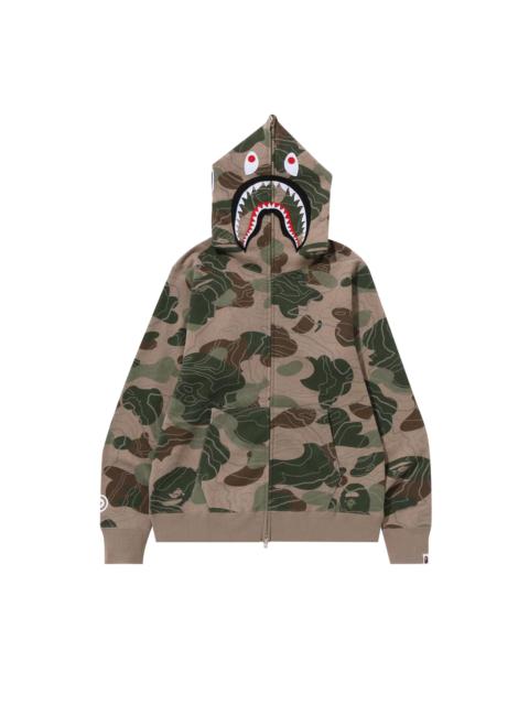 BAPE Layered Line camo Shark Full Zip Hoodie 'Beige'