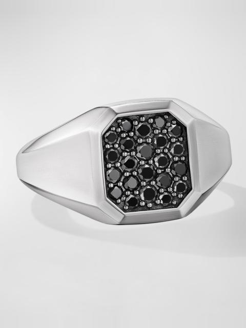 DAVID YURMAN Men's Streamline Signet Ring with Diamonds in Silver, 14mm