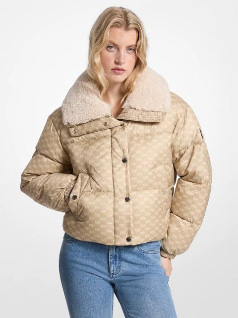 MICHAEL KORS Logo Print and Sherpa Puffer Jacket