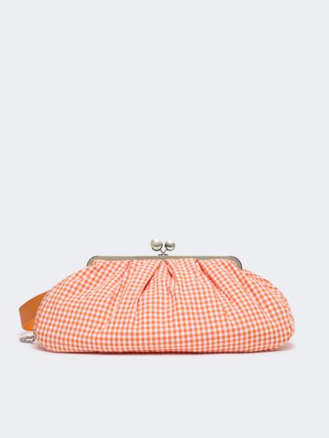 WEEKEND Max Mara BETA Large gingham cotton Pasticcino Bag - ORANGE