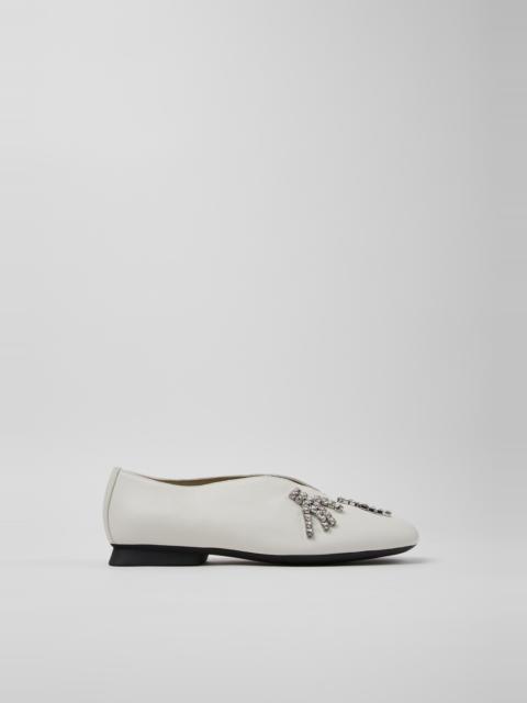 CAMPER Twins White Leather Ballerinas for Women.