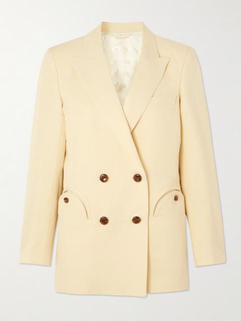 BLAZÉ MILANO Savannah Everyday Double-breasted Linen And Silk-blend Blazer