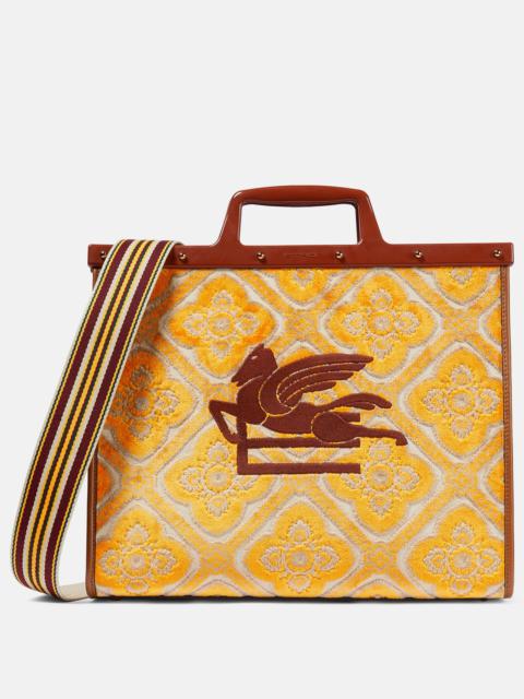 Etro Paisley leather-trimmed tote bag