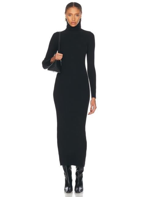 Enza Costa Silk Sweater Rib Ankle Turtleneck Dress