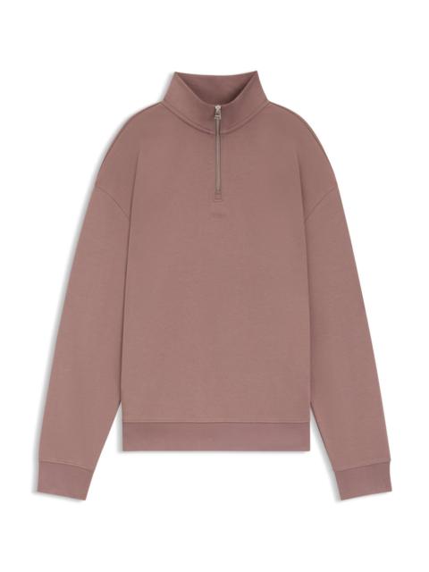 HUGO RELAXED-FIT COTTON SWEATSHIRT WITH ZIPPER NECK