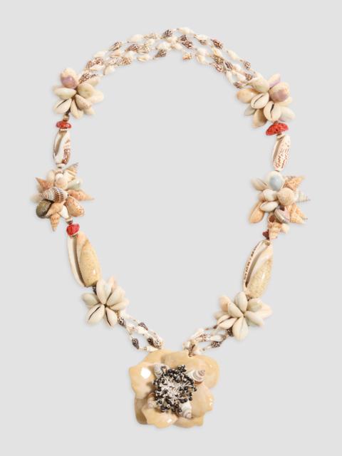Valentino Women's Jardin Aquatique Necklace in Metal, Enamel, Fabric, Shells, Coral and Natural Pearls - Gold