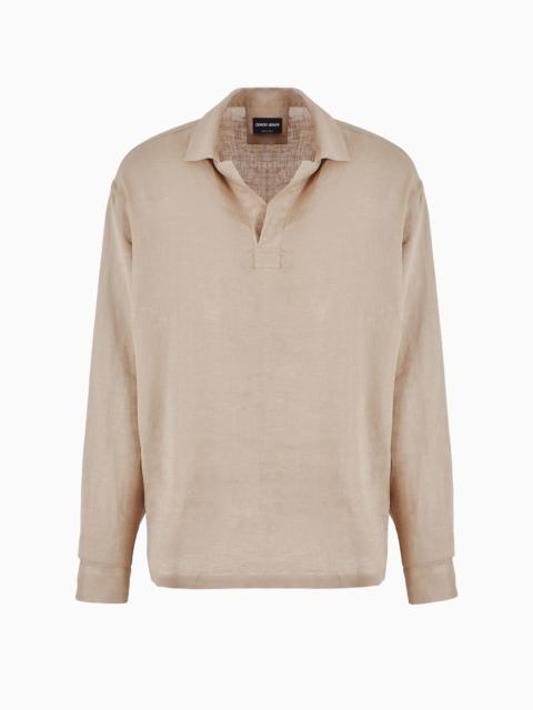 GIORGIO ARMANI Shirt in linen canvas