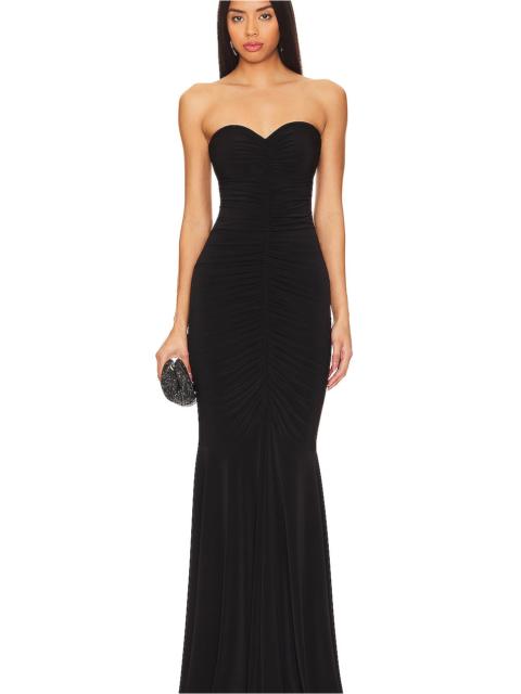 NORMA KAMALI Strapless Shirred Front Fishtail Gown
