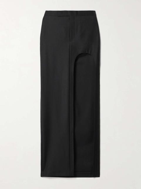 Copeland asymmetric wool-twill skirt Black