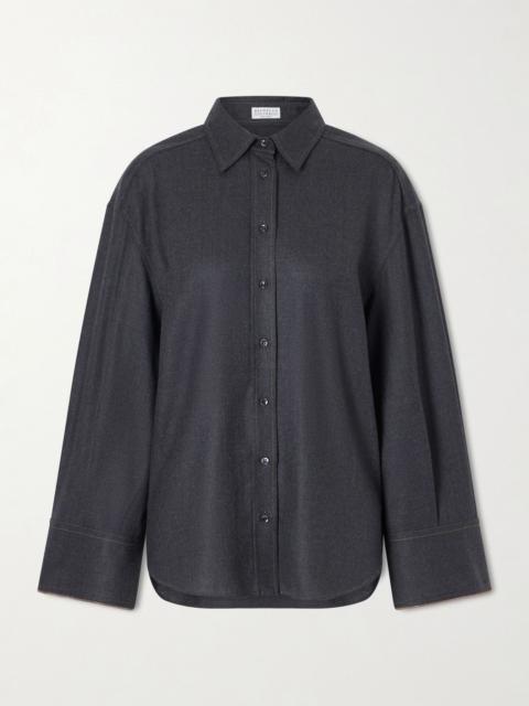 Brunello Cucinelli Oversized wool shirt Dark gray