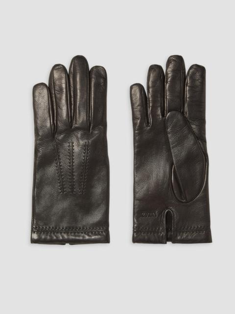 ZEGNA Men's Leather Gloves - Black