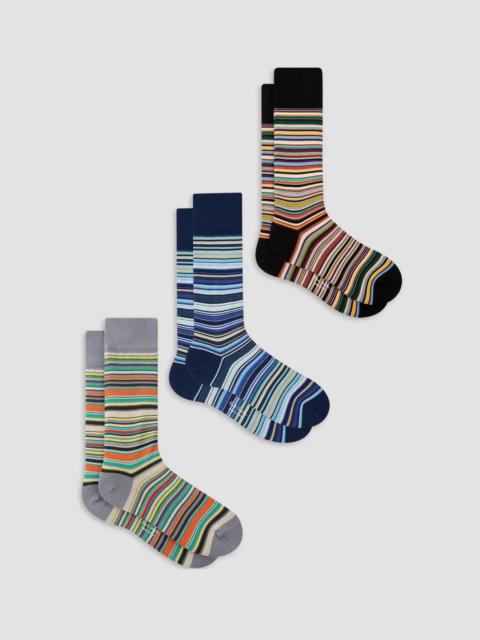 Paul Smith Men's Holiday Cracker Signature Stripe Socks 3-Pack - Mixed
