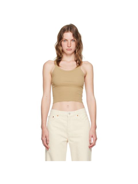 Beige Hanes Edition Cropped Ribbed Tank Top