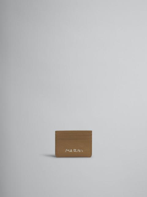 Marni BROWN LEATHER CARDHOLDER WITH MARNI MENDING