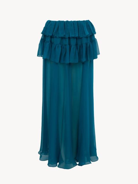 Chloé RUFFLED LONG SKIRT IN SILK MOUSSELINE