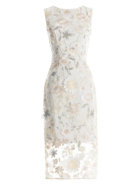 Dress The Population Women's Claudette Floral Embroidered Body-Con Midi-Dress - Ivory Multi