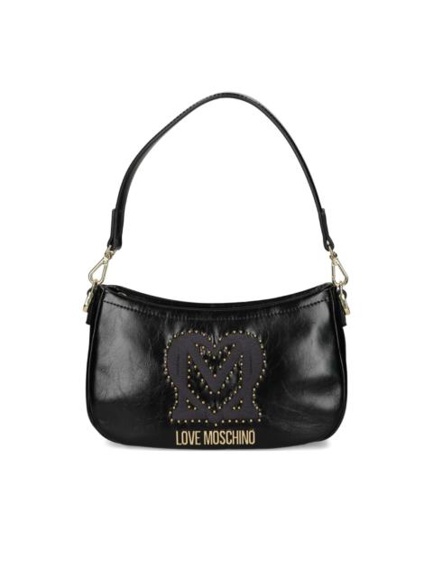 Moschino logo-plaque studded shoulder bag