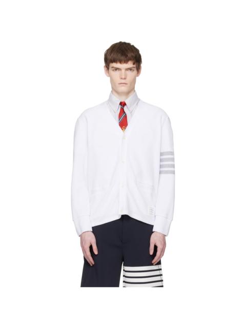 Thom Browne White Textured Pique 4-Bar Cardigan