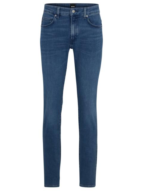 BOSS SLIM-FIT JEANS IN COAL-NAVY ITALIAN DENIM