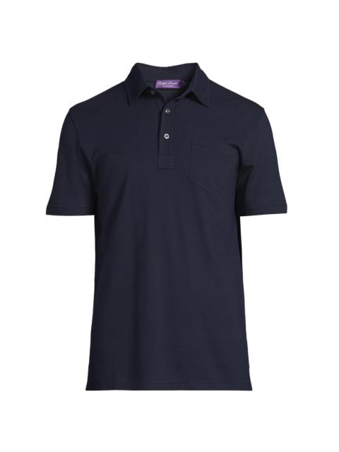 Ralph Lauren Men's Cotton-Cashmere Piqué Polo Shirt - Classic Chairman Navy