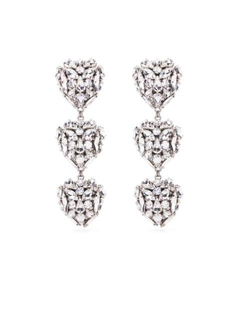 heart-shape crystal-embellished drop earrings