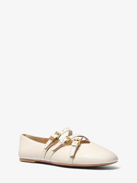 MICHAEL KORS Indy Flex Leather Ballet Flat