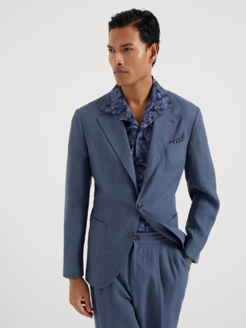 Linen deconstructed blazer with patch pockets