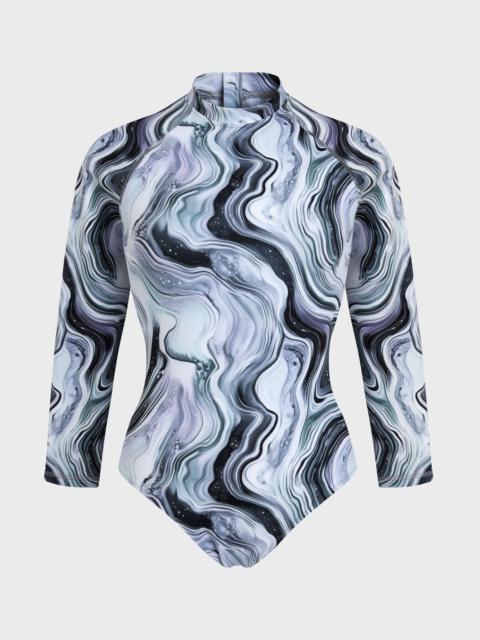 Vilebrequin WOMEN UV PROTECTION RASHGUARD ONE-PIECE MARBLE