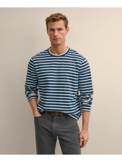 Brooks Brothers Cotton Indigo-Dyed Heavyweight Mariner Stripe Long-Sleeve T-Shirt