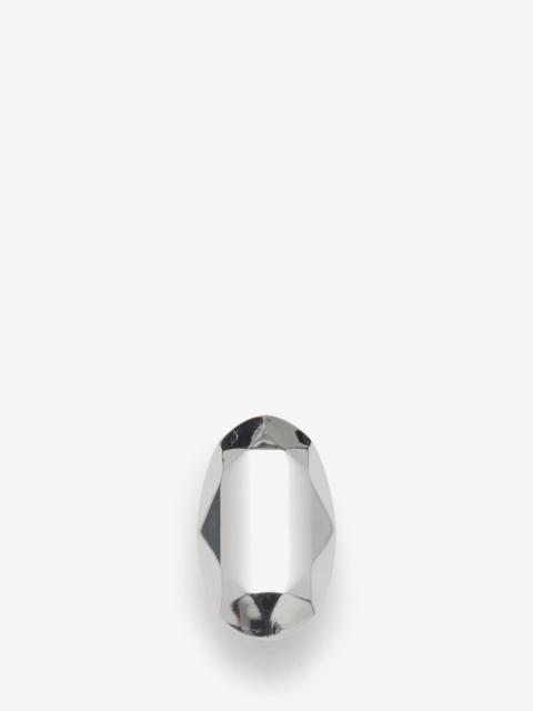 Alexander McQueen Women's Elongated Faceted Ring in Antique Silver
