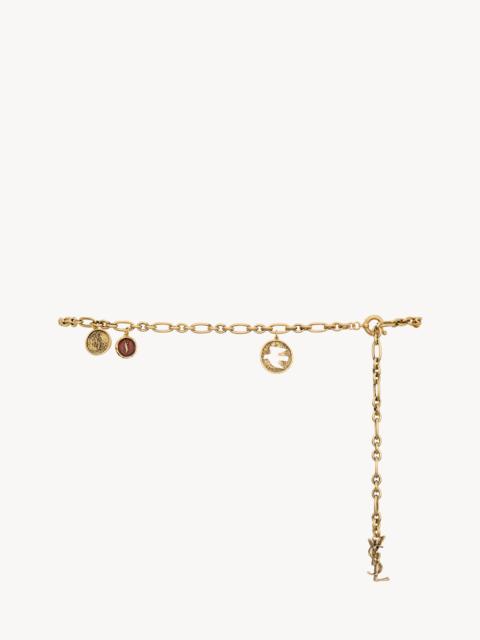 SAINT LAURENT CASSANDRE CHARM CHAIN BELT IN METAL AND ENAMEL