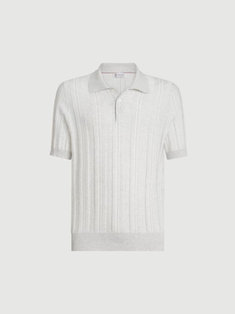 Brunello Cucinelli Cotton jacquard rib knit polo shirt
