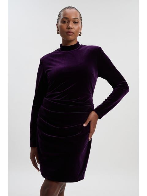 KAREN MILLEN Plus Size Tailored Velvet High Neck Mini Dress