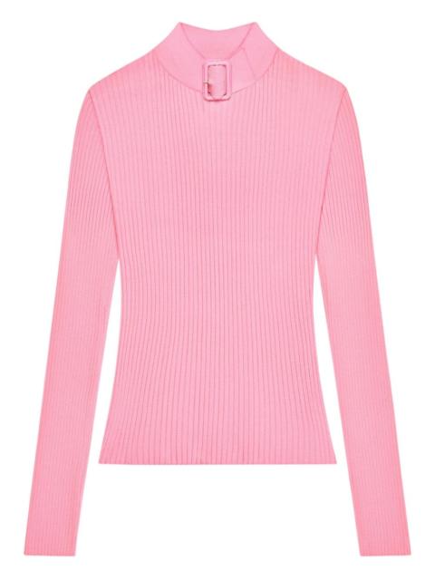 courrèges buckle ribbed-knit sweater