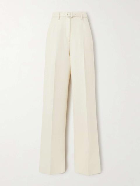 Norman belted silk and wool-blend wide-leg pants