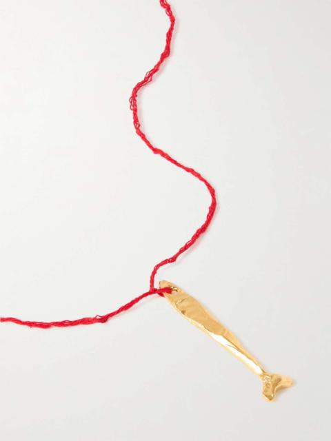 ALIGHIERI The Catch Of The Day gold-plated and cord necklace Red