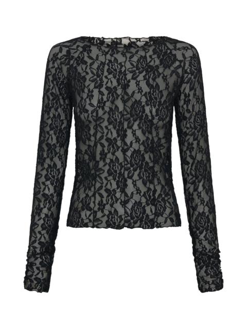 ONE TEASPOON Wednesday Lace Long Sleeve Top - Black