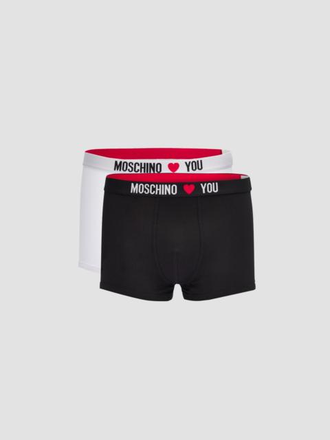 Moschino Men's My Valentine Stretch-Jersey Trunk Brief 2-Pack - Multi Black