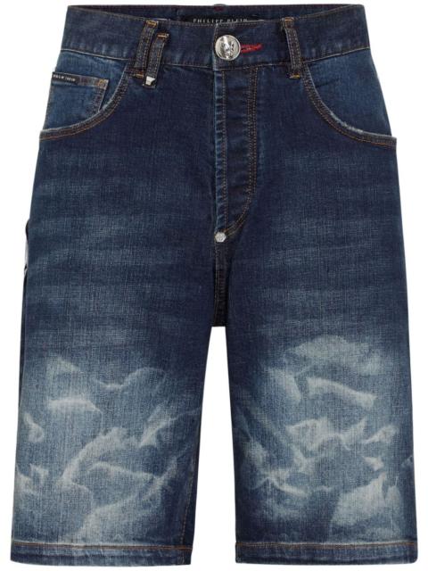 PHILIPP PLEIN logo-appliqué denim shorts