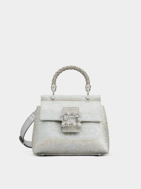 Roger Vivier Viv' Cabas Jewel Flower Strass Buckle Mini Bag in Fabric