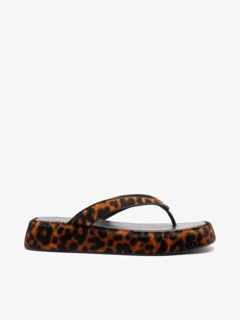 Larroudé Roxy Thong Sandal Leopard Leather