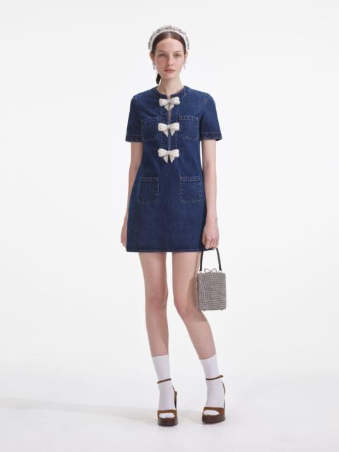 self-portrait Denim Bow Mini Dress