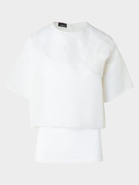 AKRIS 3D Anemone Silk Organza Blouse