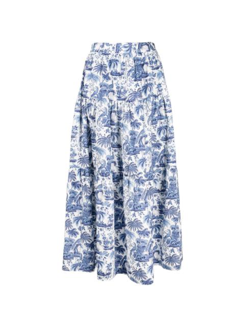 STAUD graphic-print high-waisted skirt