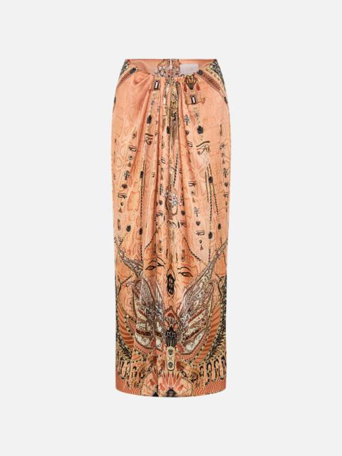 CAMILLA DRAPE FRONT SKIRT WITH SPLIT