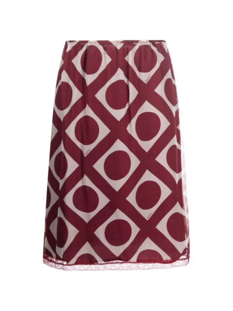 optical-print midi skirt