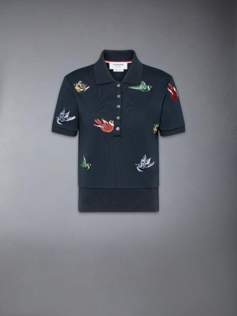 Thom Browne SATIN STITCH BIRD EMBROIDERY POLO