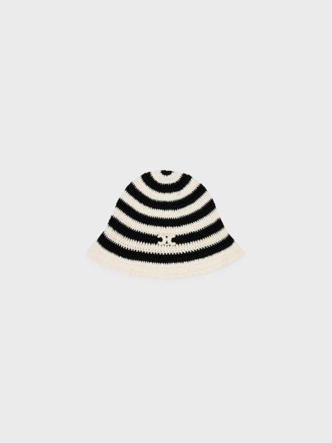 CELINE triomphe striped cloche beanie in crocheted cotton