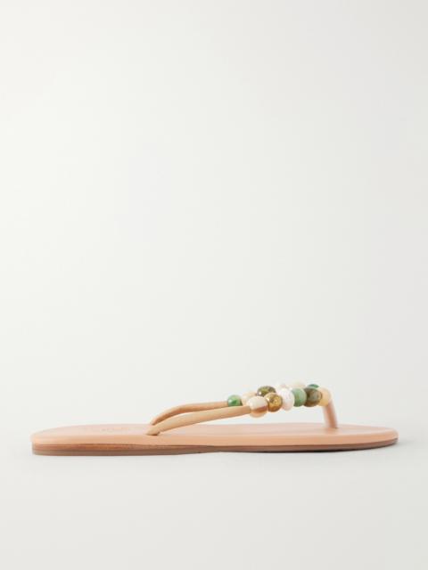 ANCIENT GREEK SANDALS Saionara Bead-embellished Leather Flip Flops