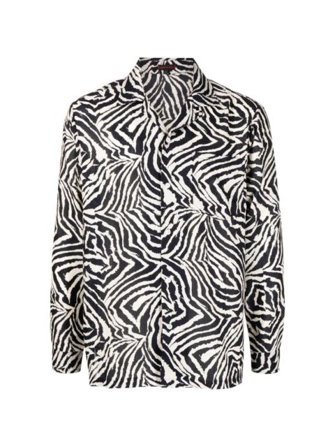 zebra-print patch-pocket shirt